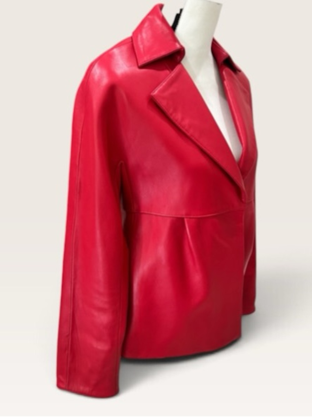 Jones NY Red Leather Jacket Blazer Small - Picture 7 of 12